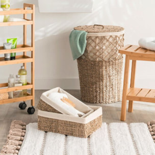 Panier à linge rond en roseau - Naturel
