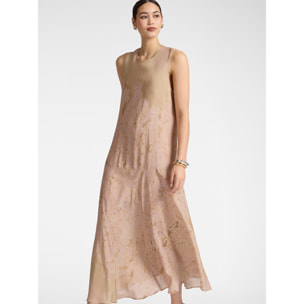 Elena Mirò - Vestito lungo con stampa pizzo - Beige