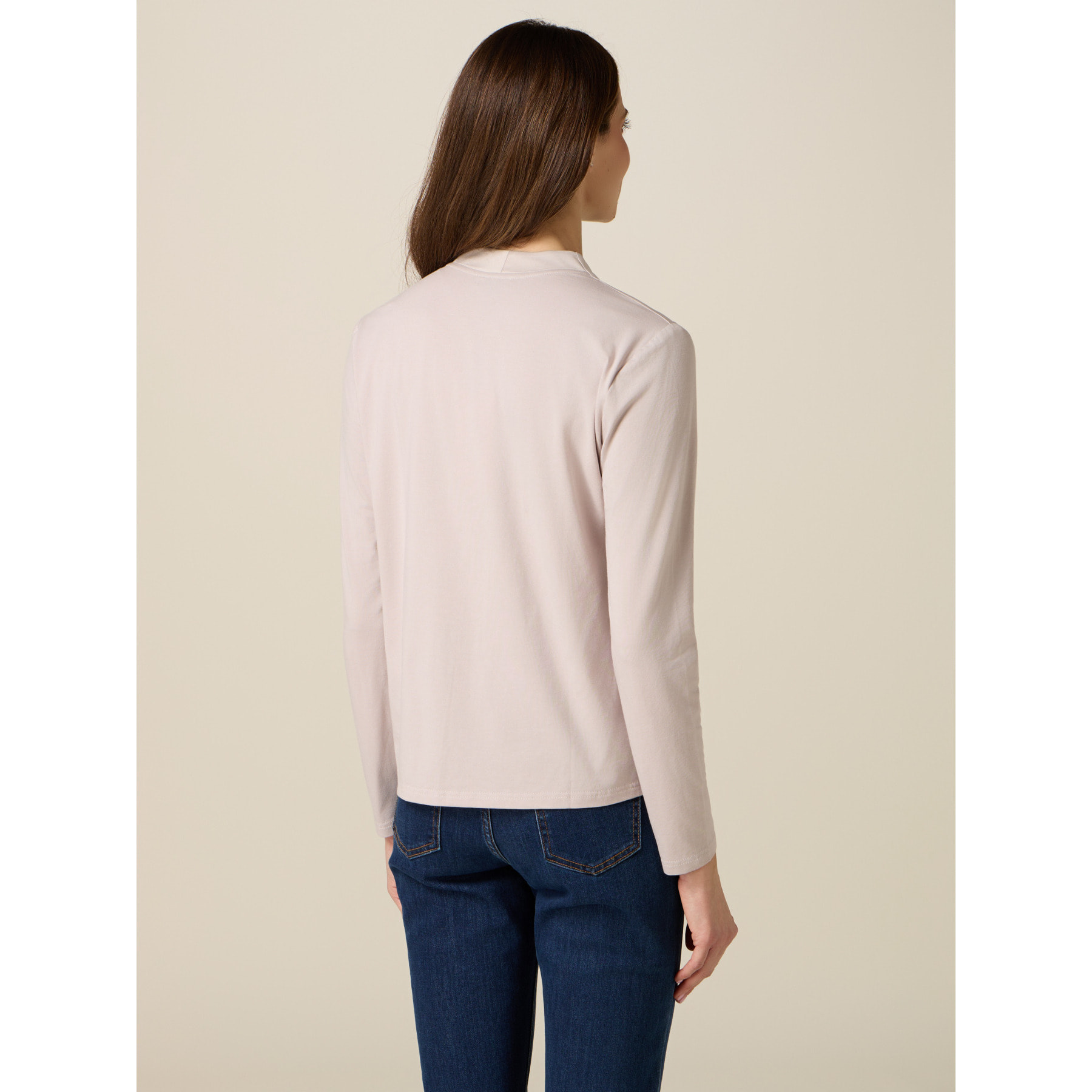 Oltre - Camiseta bimatérica de manga larga - Beige