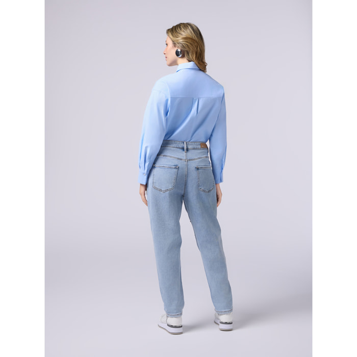 Oltre - Jeans boyfit con castoni - Azzurro