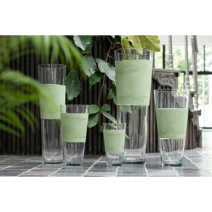 J-Line vase Delph - verre - transparent/vert - extra small - 25 cm de hauteur