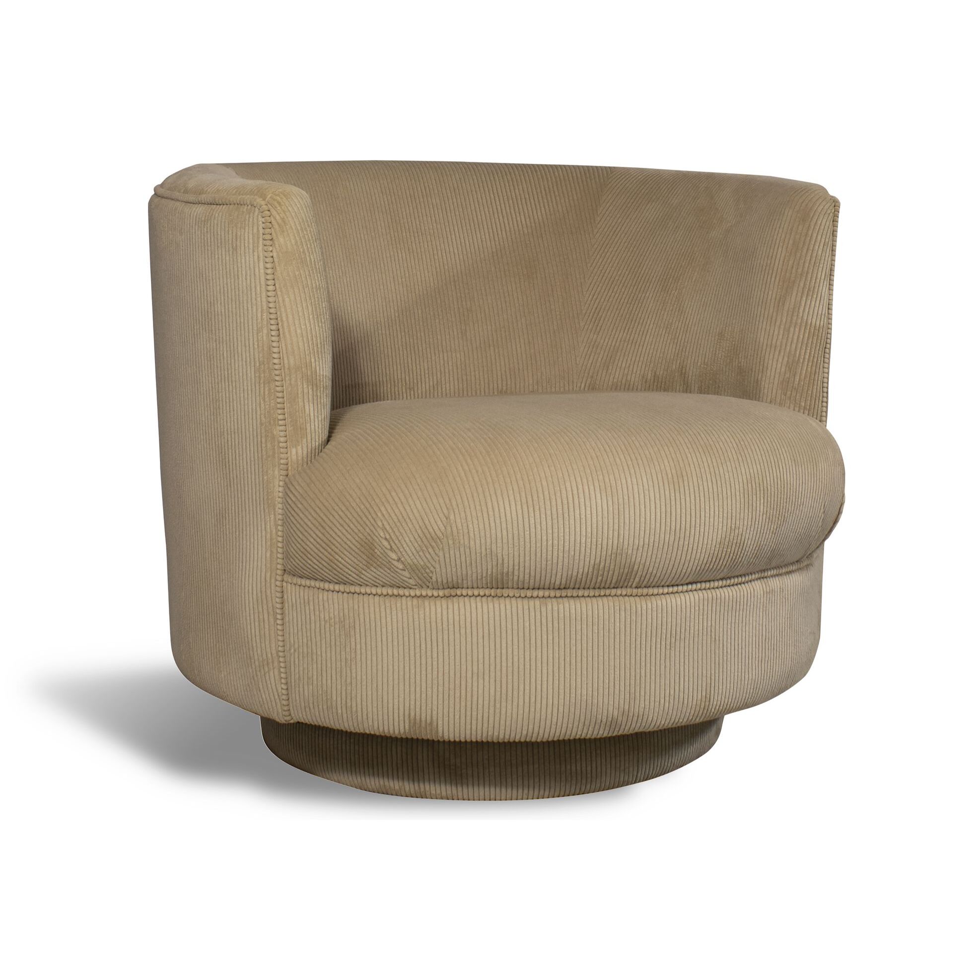 Fauteuil tournant en velours cotelé beige SIRK