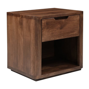 Table de chevet Syra -bois massif de mangue-couleur noyer 50 x 50 x 40 cm