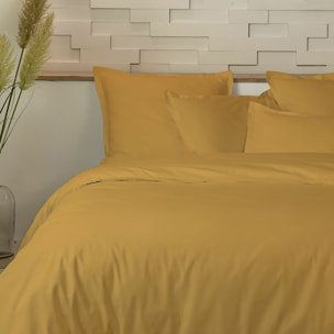 Parure Housse De Couette 3pcs 100 % percale Coton 80fils Percale Moutarde