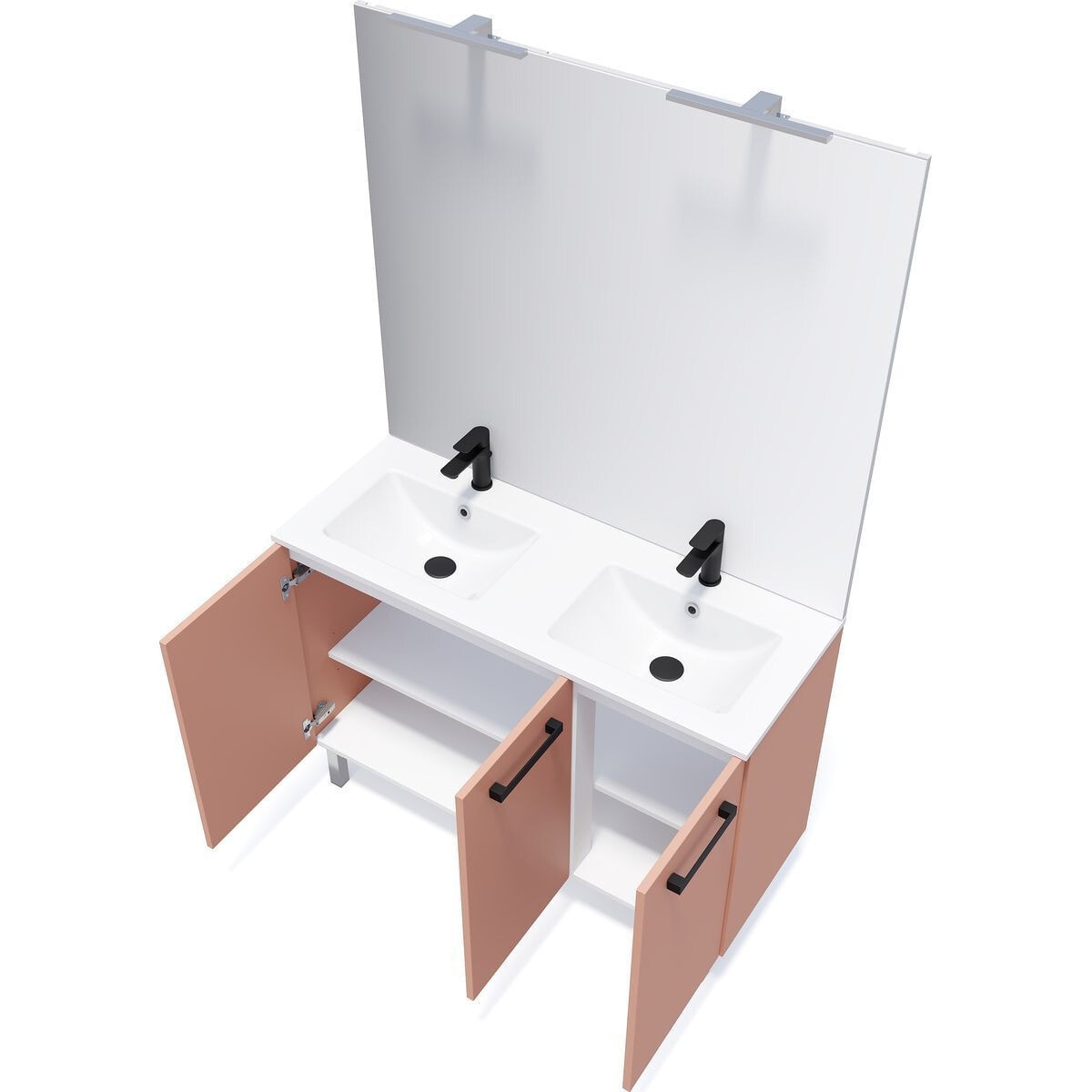 Meuble salle de bain double vasque 3 portes + miroir - CHELSEA