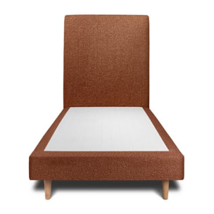 Lit avec tête de lit tapissée bouclette et sommier tapissier ep14