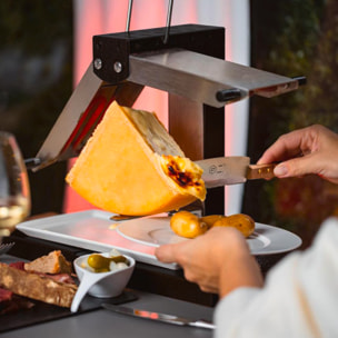 Appareil à raclette traditionnel Brézière® PREMIUM - Noir Poignées bois - Couteau inclus - 1/4 ou 1/6 meule - 230V 1000W