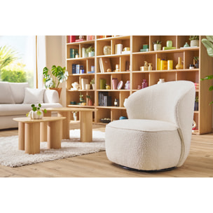 Fauteuil design pivotant en tissu effet velours texturé terre brûlée AMBER