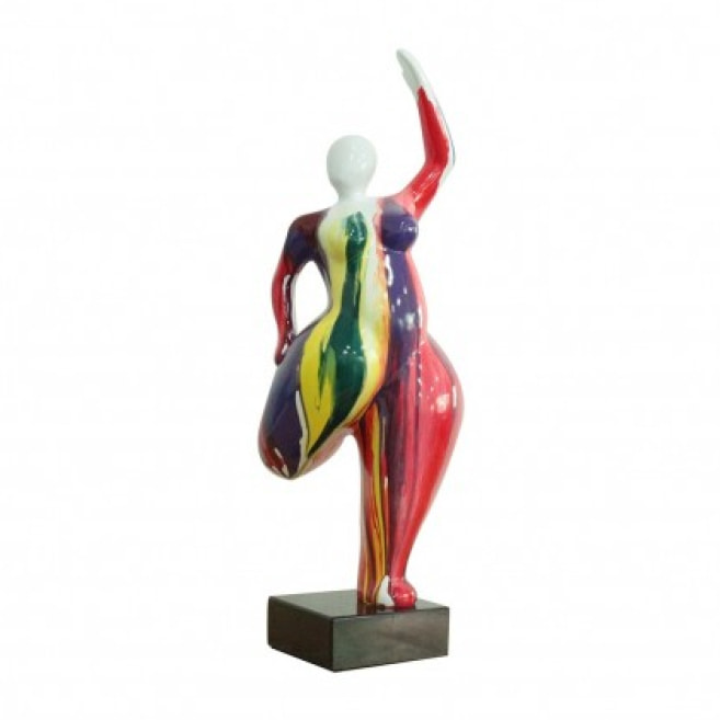 Statue femme ronde en résine multicolore H60cm - BALERINA 04