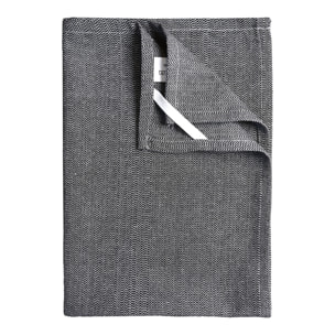 Torchon de cuisine en coton motif chevrons tissés - Noir