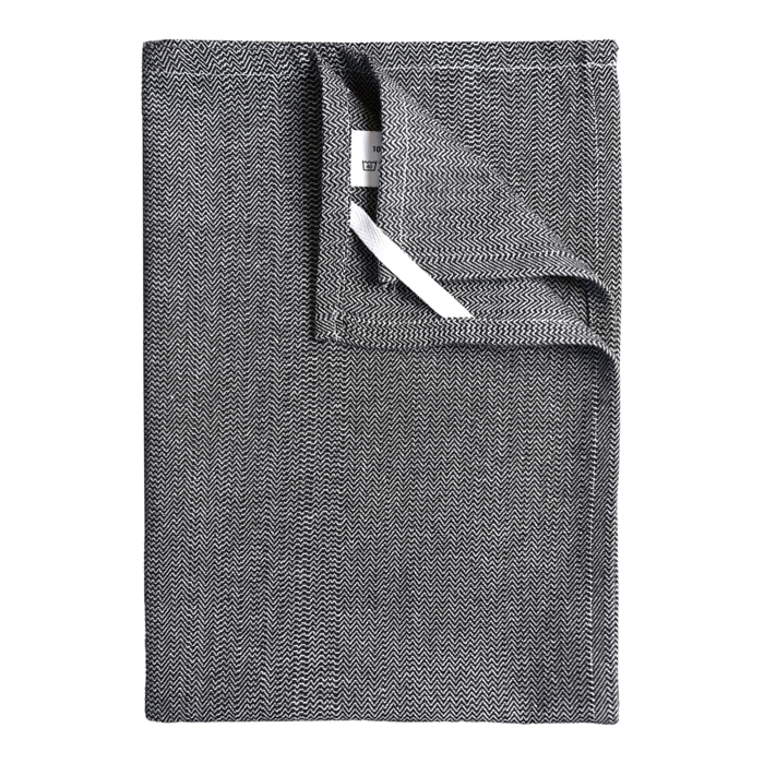 Torchon de cuisine en coton motif chevrons tissés - Noir