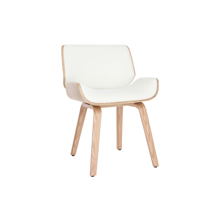 Chaise design blanc et bois clair RUBBENS