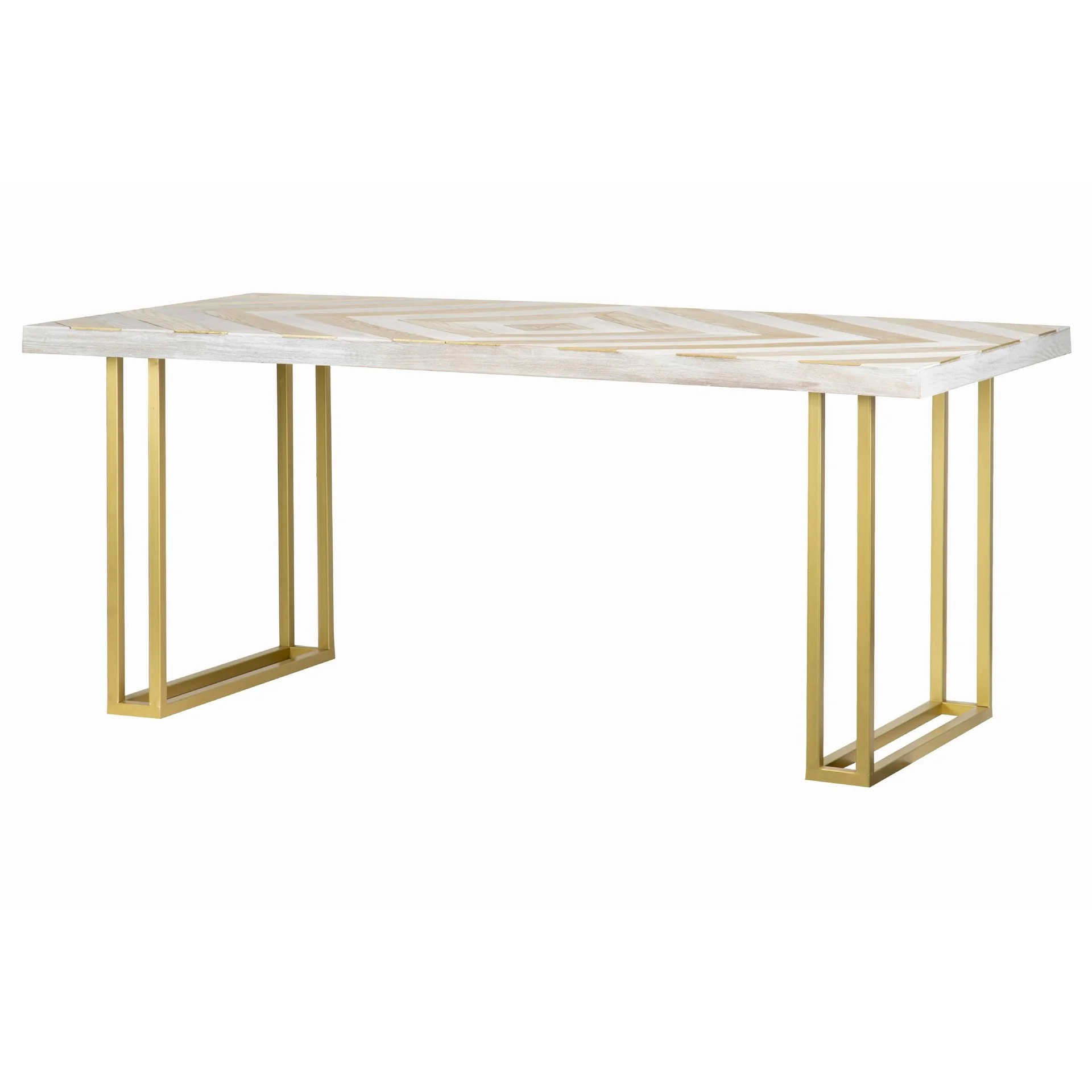 Mesa Comedor Madera-metal Blan.-dora. 180x90x77 Cm