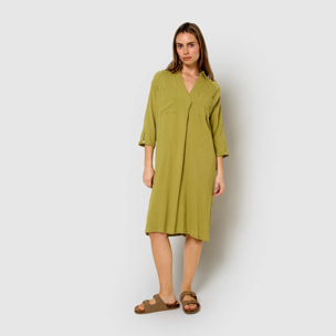 Vestido midi algodón lino lima