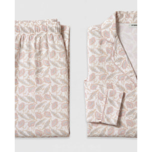 Pijama largo camisero viscosa solta rosa