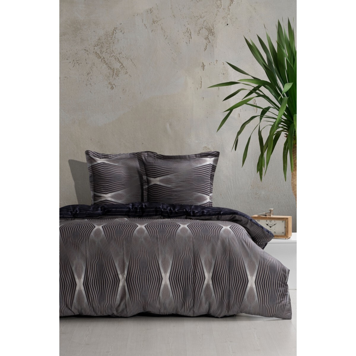 Housse de couette + taie(s) oreiller satin de coton "Bistro"