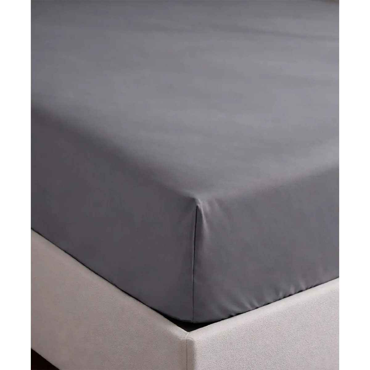 Lenzuolo Inferiore Angolare RASO GRIGIO tinta unita per letto matrimoniale 100% Raso di Cotone e Made in Italy