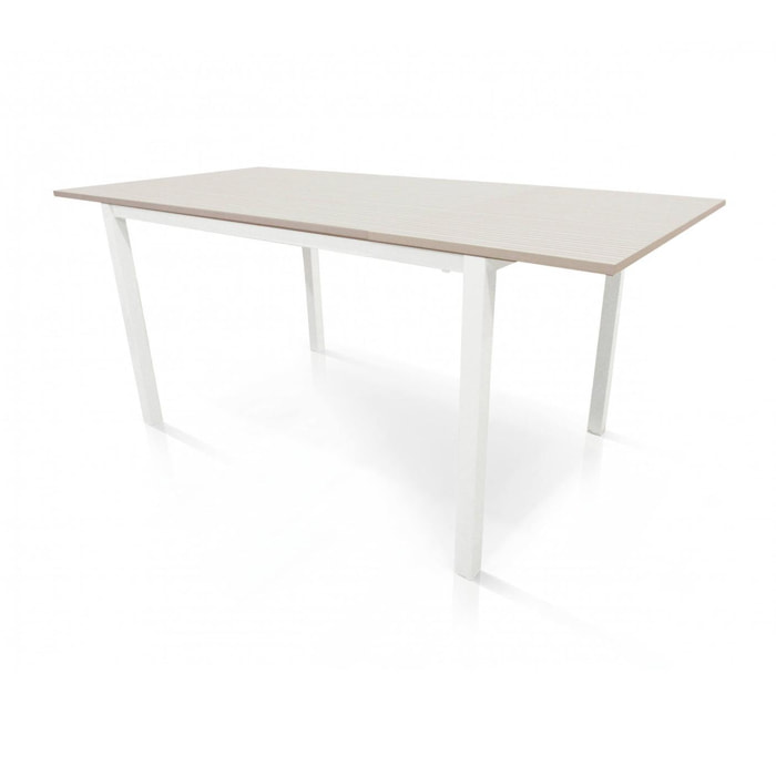 Tavolo allungabile in metallo verniciato e piano in laminato, colore bianco, cm 110 x 76 x 70