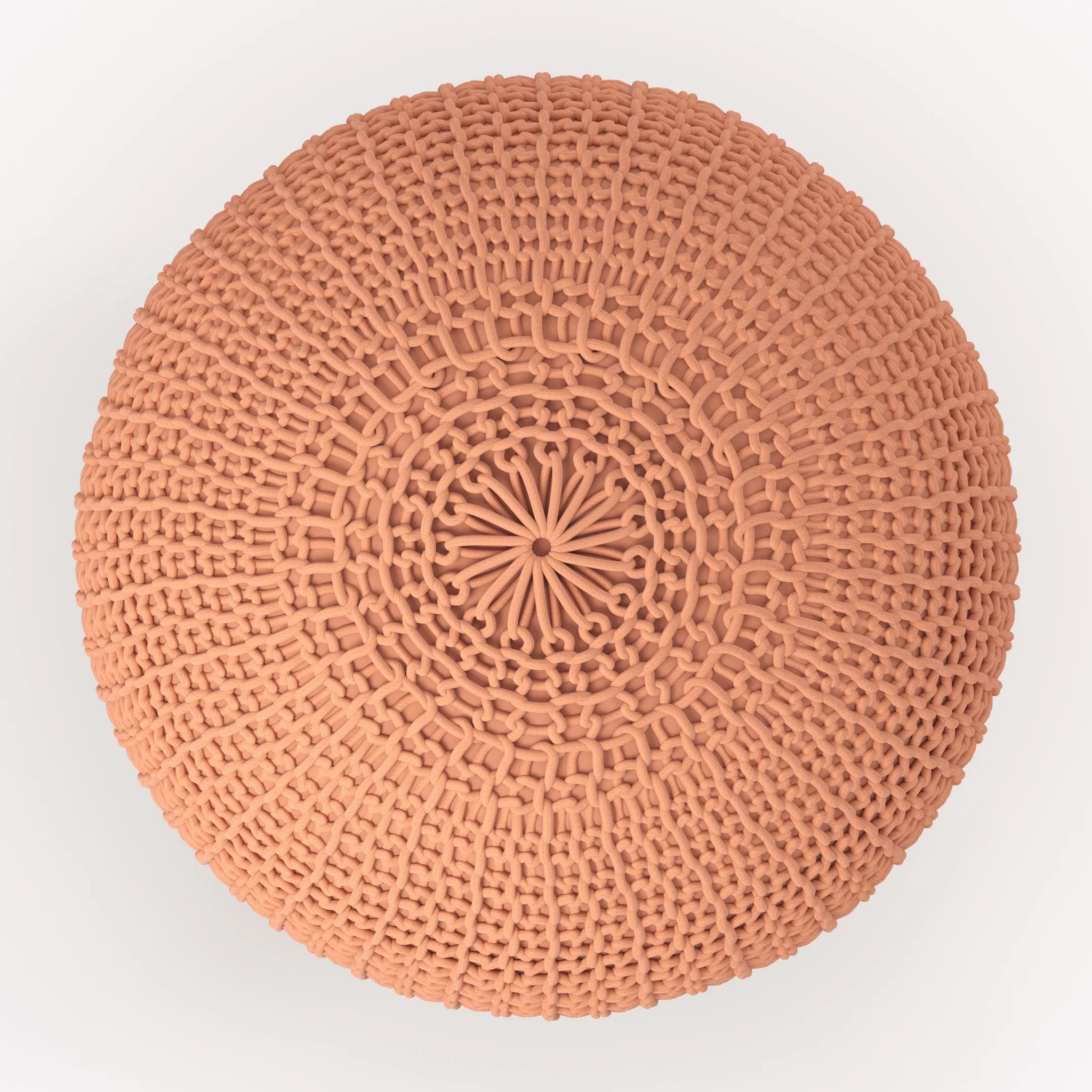 Pouf tricot rond rose poudré D40 cm - Elisa
