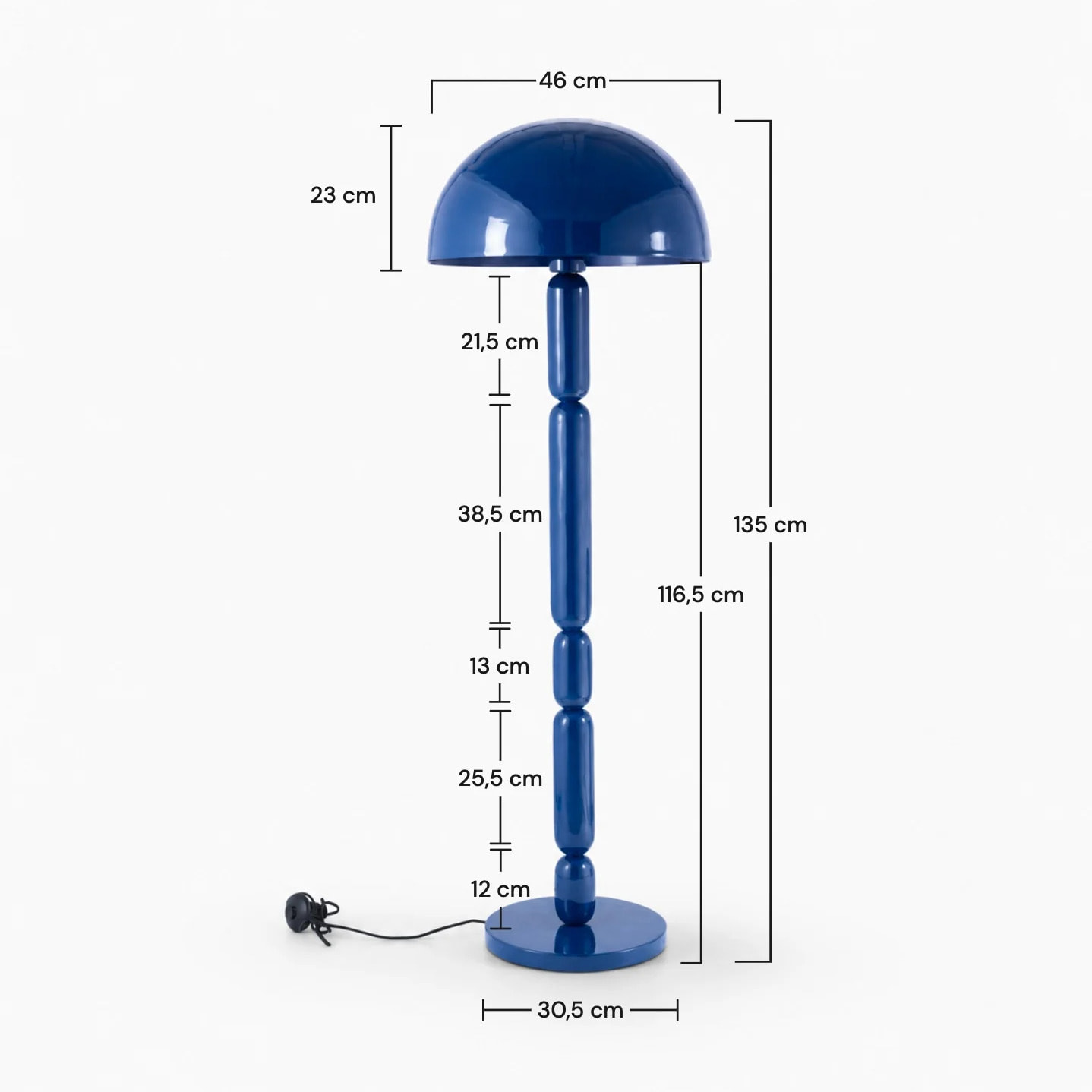 Lampadaire en bois et métal bleu foncé - Romy