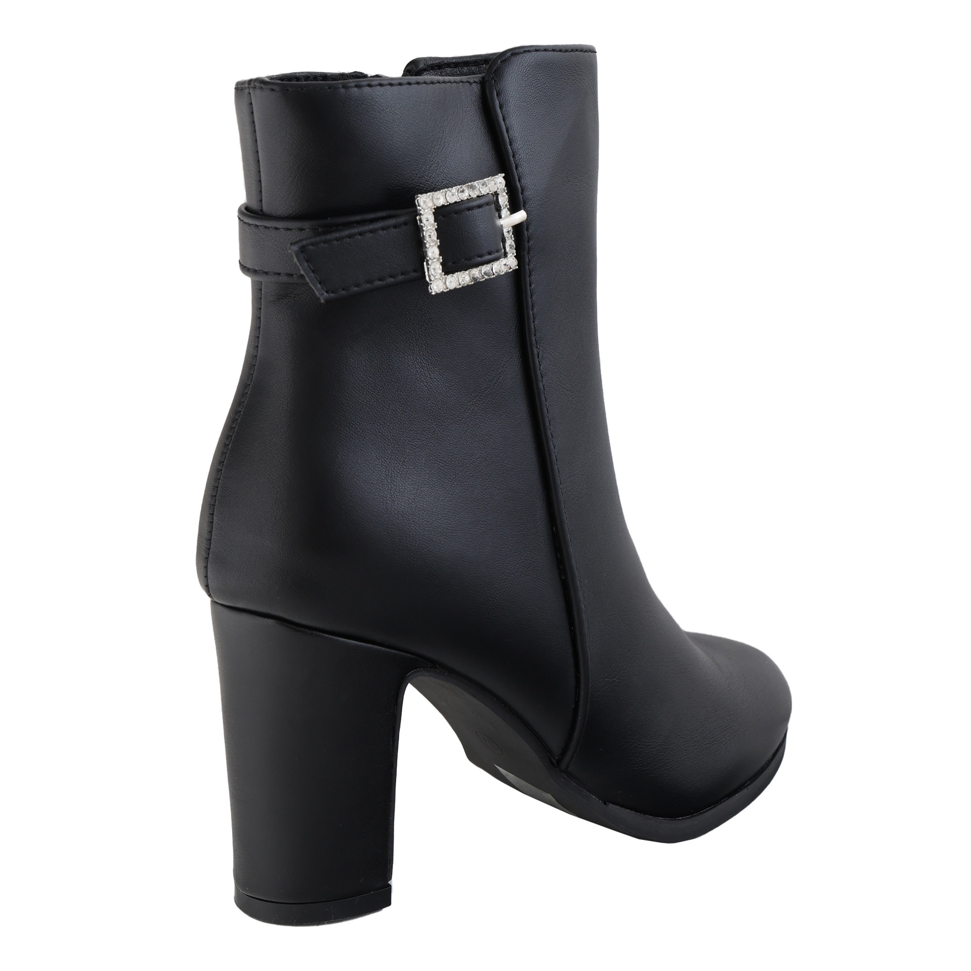 Tronchetti in simil pelle con fibbietta gioiello