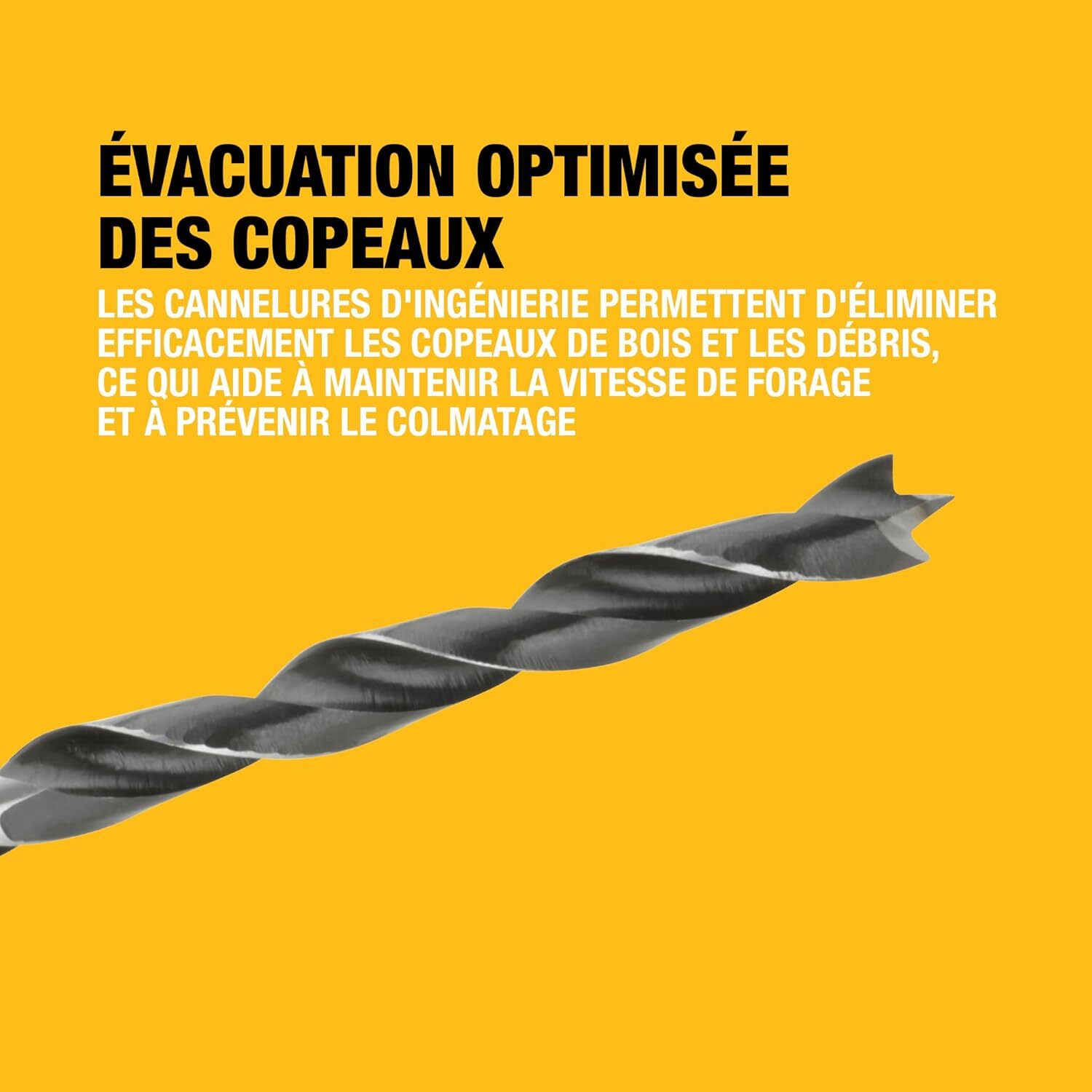 Coffret plastique de 5 mèches à bois 3 pointes - DEWALT - DT4535-QZ