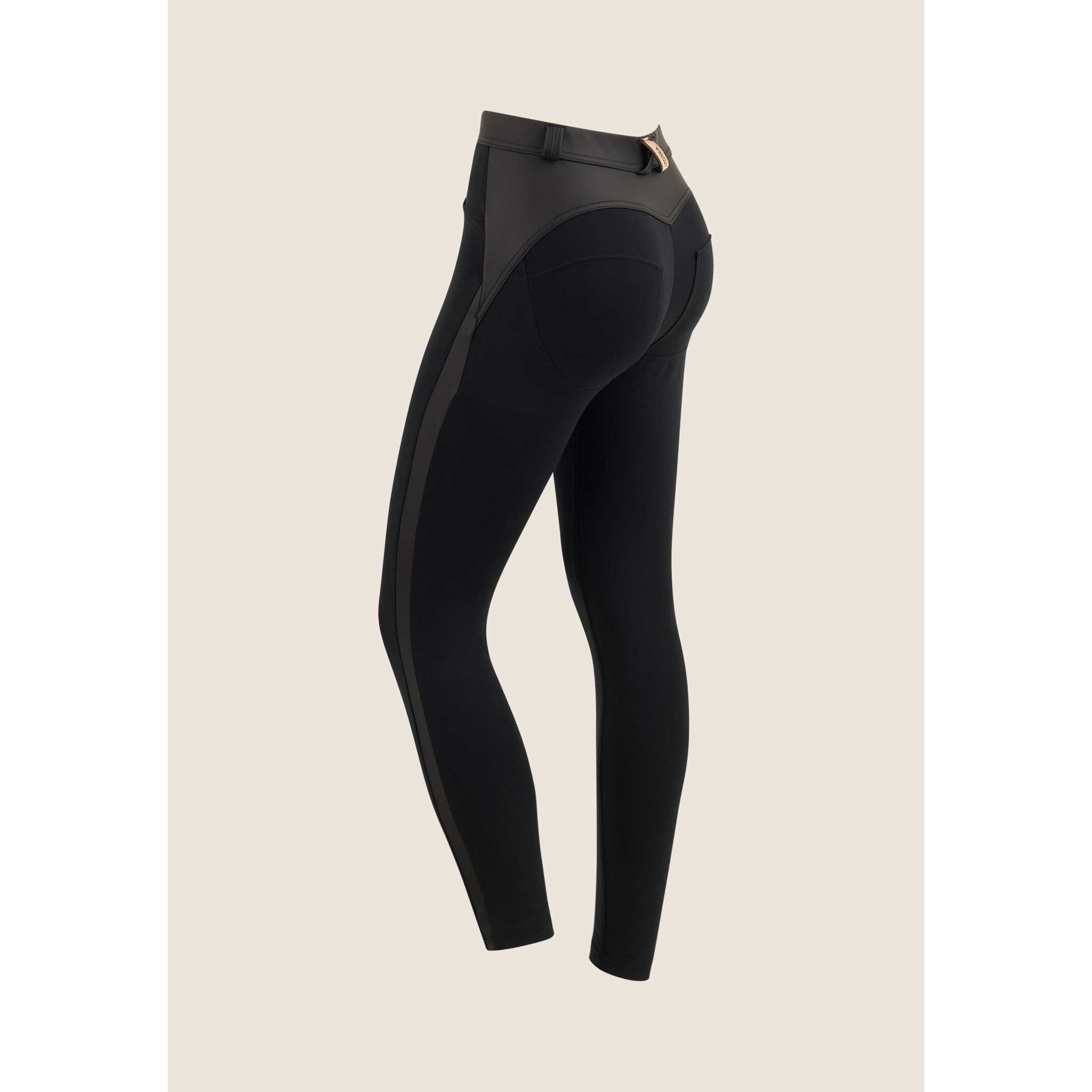 Jeggings WR.UP® vita alta con inserti similpelle laminata