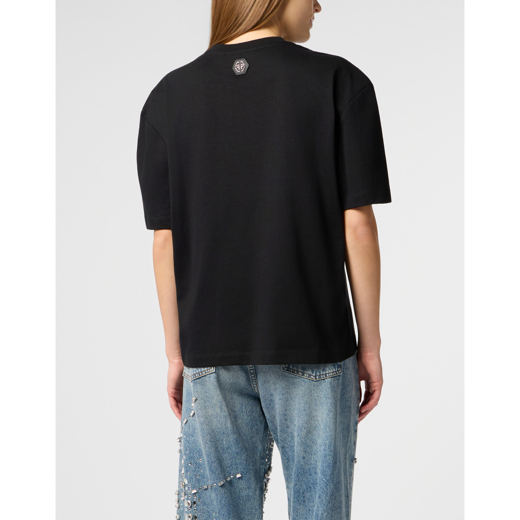 PHILIPP PLEIN Man Fit V-Neck T-Shirt Crystals