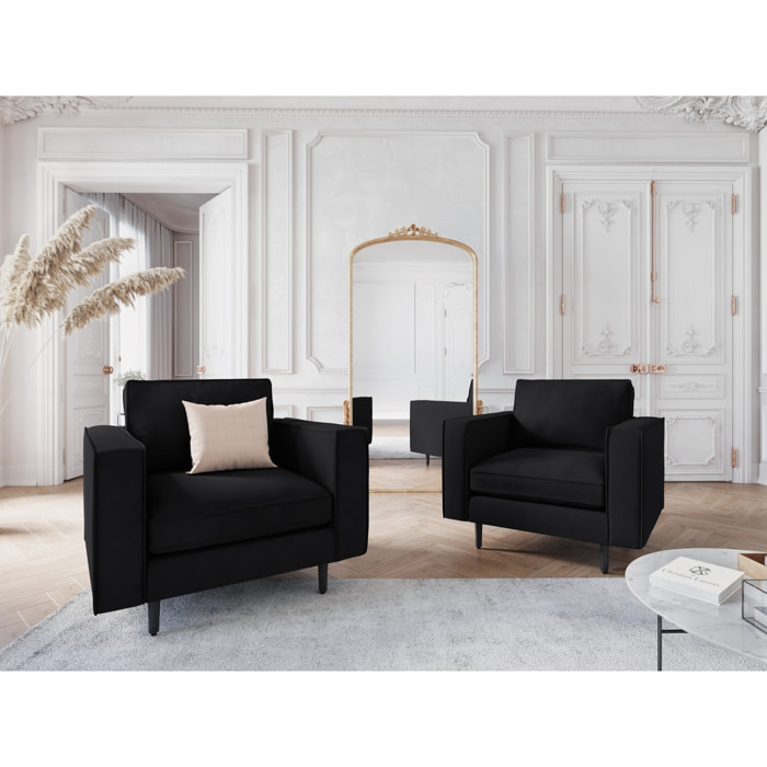 Fauteuil "Alexis" en velours noir