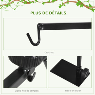 Support de lampe chauffante pour reptile - hauteur largeur réglables - acier noir