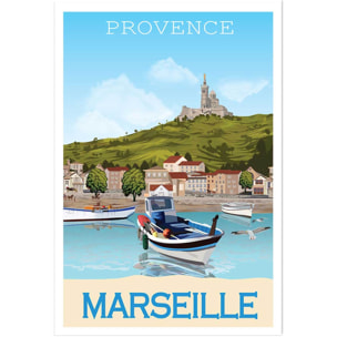 Affiche vintage le vieux port de marseille Affiche seule