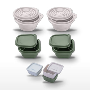 Lot de 4 Boîtes à Snacks Pliables en Silicone et 3 boîtes à sauce Fackelmann Storage