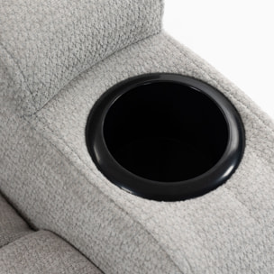 Fauteuil releveur massant chauffant inclinable repose-pieds ajustable télécommande gris clair