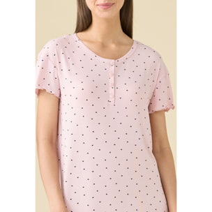 Camicia da notte donna estiva in costina articolo cuoricini. Noidinotte
