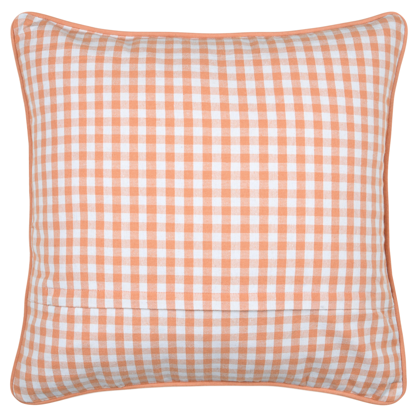 Coussin décoratif motif vichy en polycoton - Orange