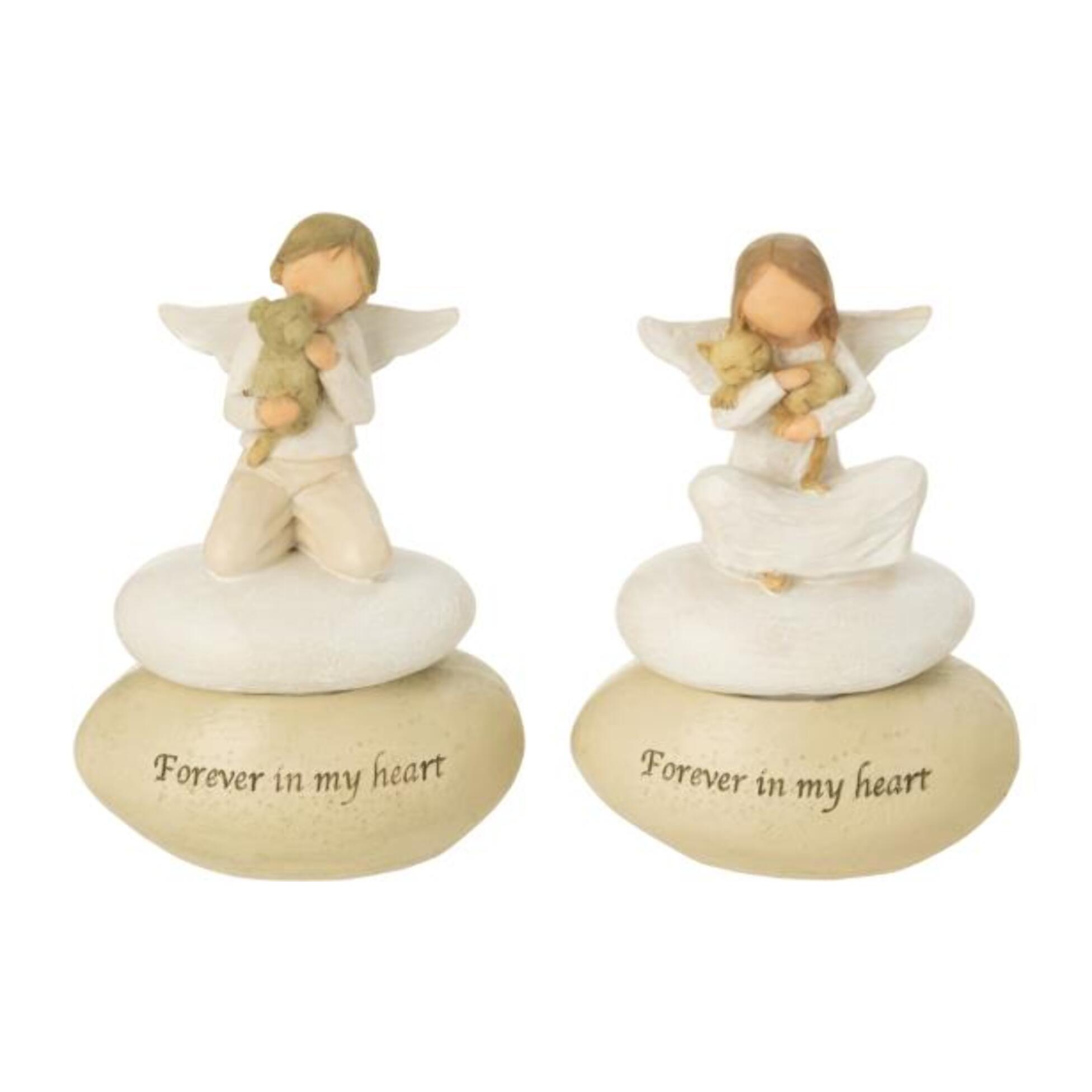 J-Line figurine Ange - pierre - beige/blanc - 2 pcs