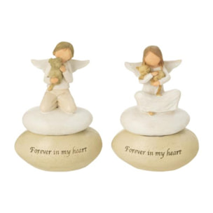 J-Line figurine Ange - pierre - beige/blanc - 2 pcs