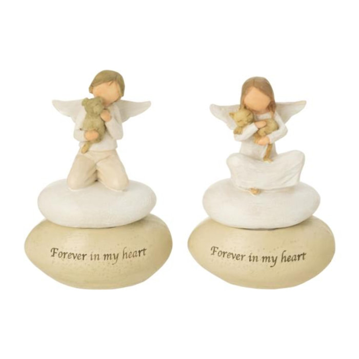 J-Line figurine Ange - pierre - beige/blanc - 2 pcs