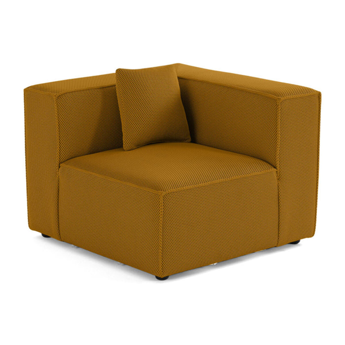 Arty - module d'assise d'angle réversible - en tissu mailles 3D - Jaune