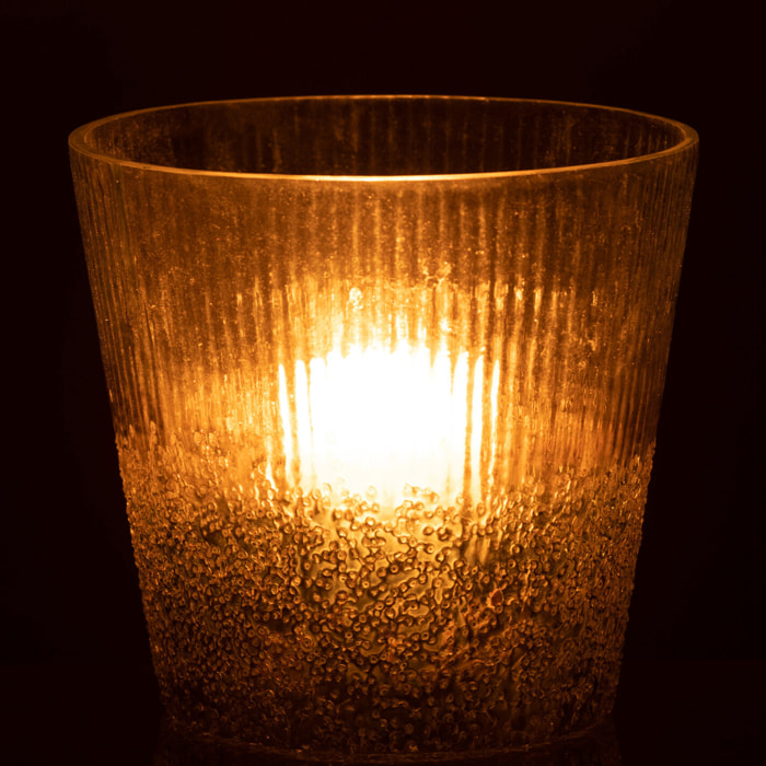 J-Line photophore Cotelé - verre - argent/transparent - large