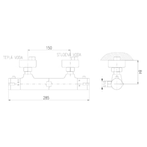S-Line Pro mitigeur de douche thermostatique 150 mm, chrome (SIKOBSLPRO268T)