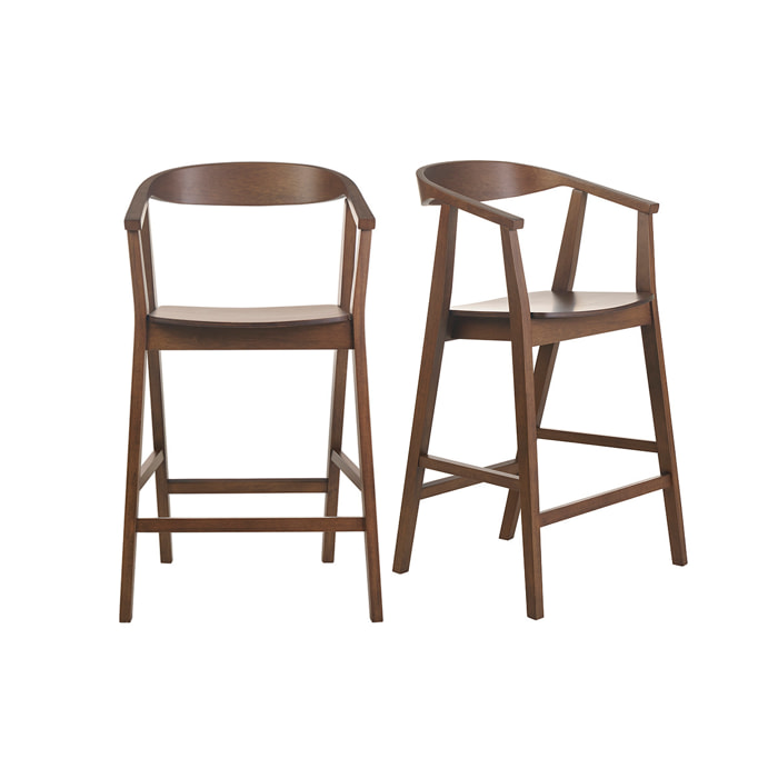 Tabourets de bar scandinaves en bois foncé H66.5 cm (lot de 2) BAHIA