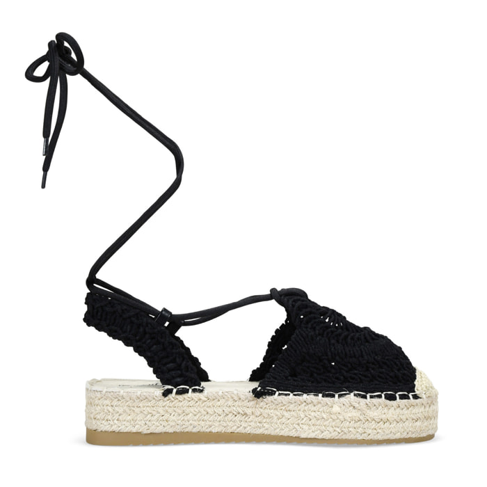 Alpargatas de plataforma negras con esparto