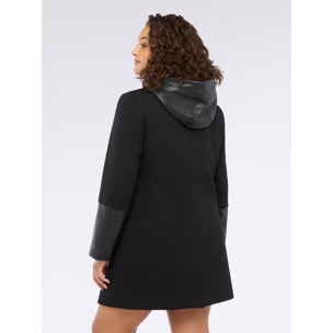 Fiorella Rubino - Cappotto con dettagli in tessuto lucido - Nero