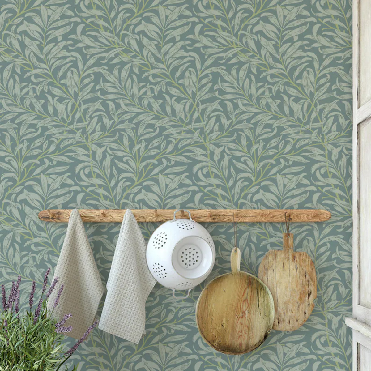 Carta da parati botanica verde salvia