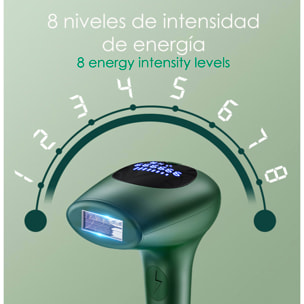 Depilatore IPL a luce pulsata. 8 livelli, 900.000 colpi di flash.