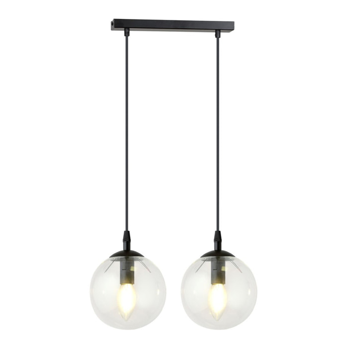 Lampada a sospensione COSMO in acciaio nero e vetro trasparente
