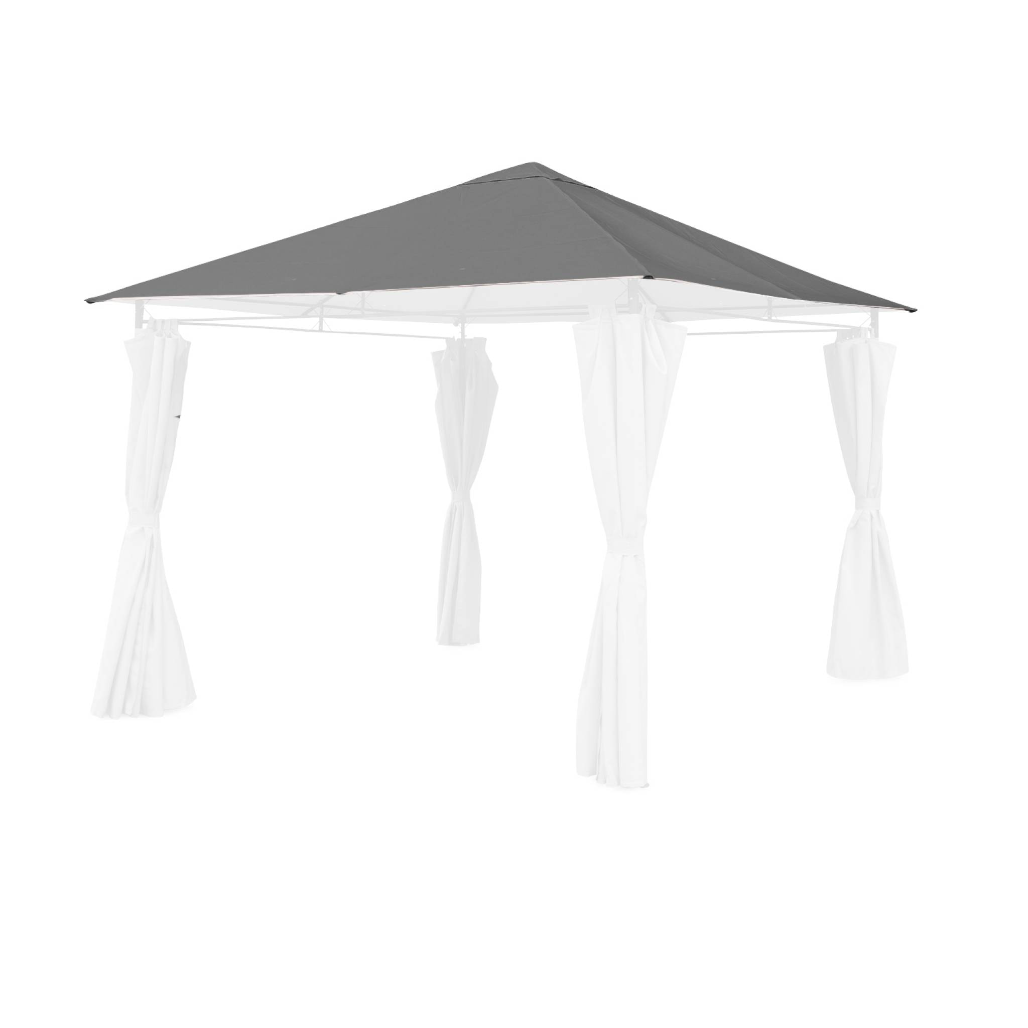 Toile de toit grise pour tonnelle 3x3m Elusa - toile de rechange pergola. toile de remplacement