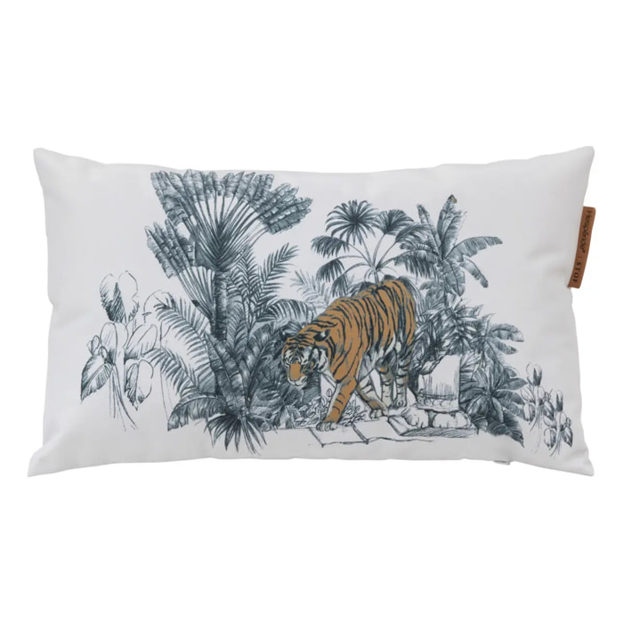 Coussin déco d extérieur "Maoria" motif tigre 50 x 30cm en polyester