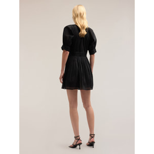 Motivi - Vestido corto de muselina de algodón - Negro